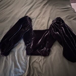 Free People Black Velvet Top